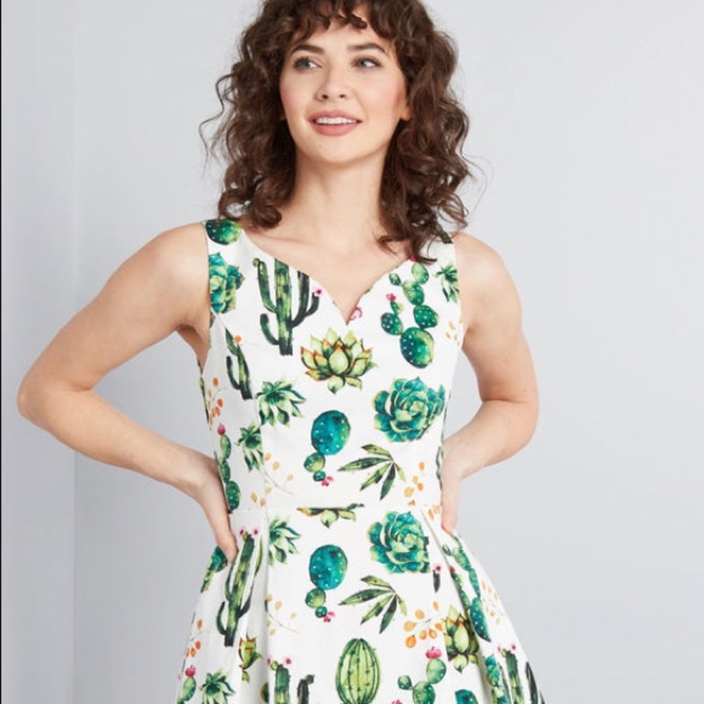 ModCloth Dashing Darling A-line Dress In Succulent